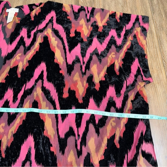 Free People Dripping Velvet Burnout Kimono Sheer Red Zigzag Coverup Beach - Picture 3 of 7